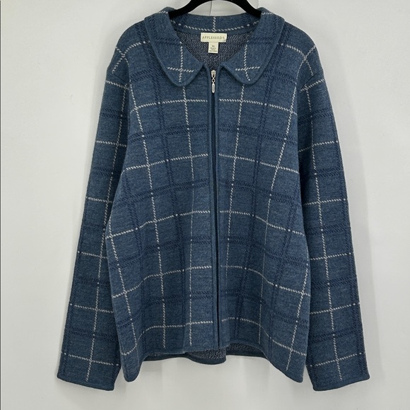 Appleseeds Windowpane Full Zip Sweater/Blazer/Jacket Wool Size XL - Picture 1 of 5